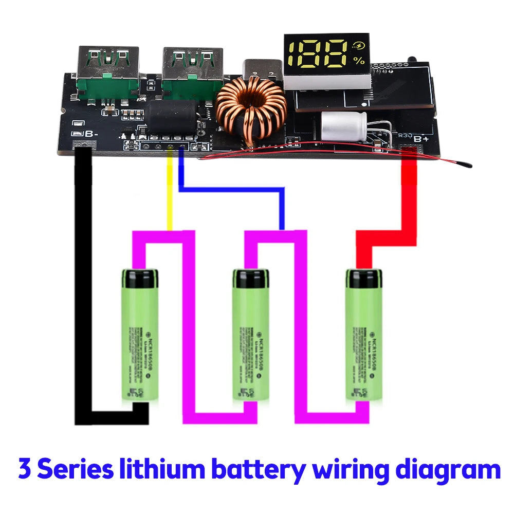 18650 Battery Charger Protection Module Power Bank PCB Module Board Dual USB Fast Charging with BMS Protection