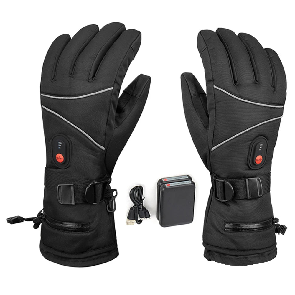 1 Pair Thermal Gloves Waterproof Electric Heating Gloves Touchscreen Men Women for Ski Cycling for Motorcycle for Sports Hiking