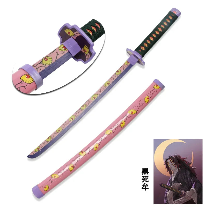 Anime Bamboo Katana 80cm /31.5in  Wooden Sword Cosplay  Props Giyuu Blue Tanjirou Kyoujurou Party Gift