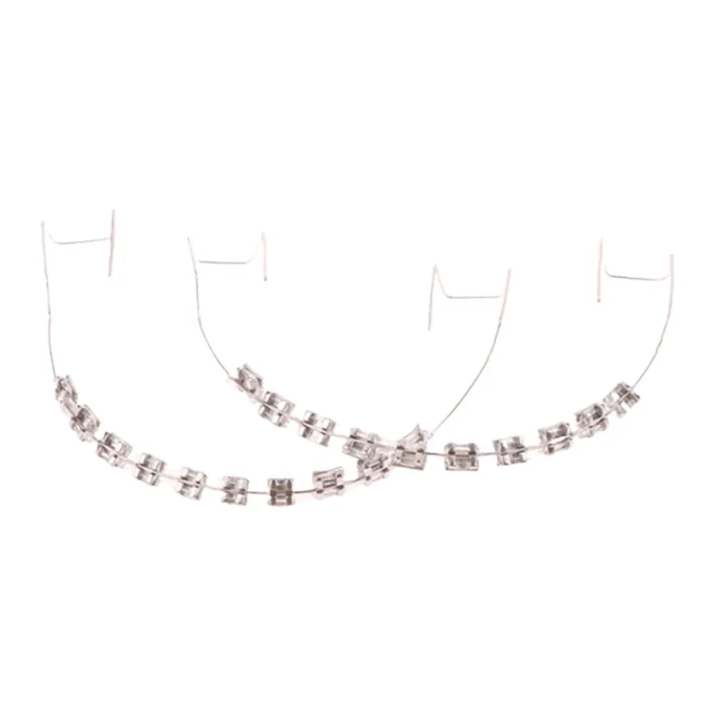 1 Pair Temporary Tooth Decoration Dental Fake Braces with Metal Wires & Bracket Dental Metal Bracket Dental Tool for Tooth Decor