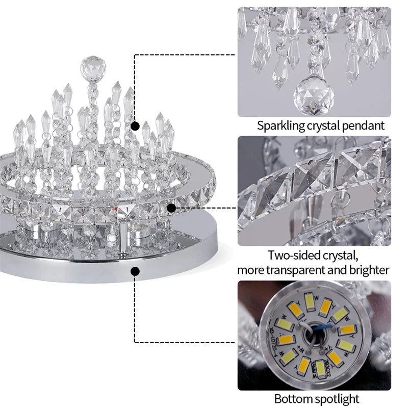 Modern Led Chandelier K9 Crystal Ceiling Lamp Fixture Bedroom Living Dining Room Pendant Light Lustres Home Decor Plafonnier Lum