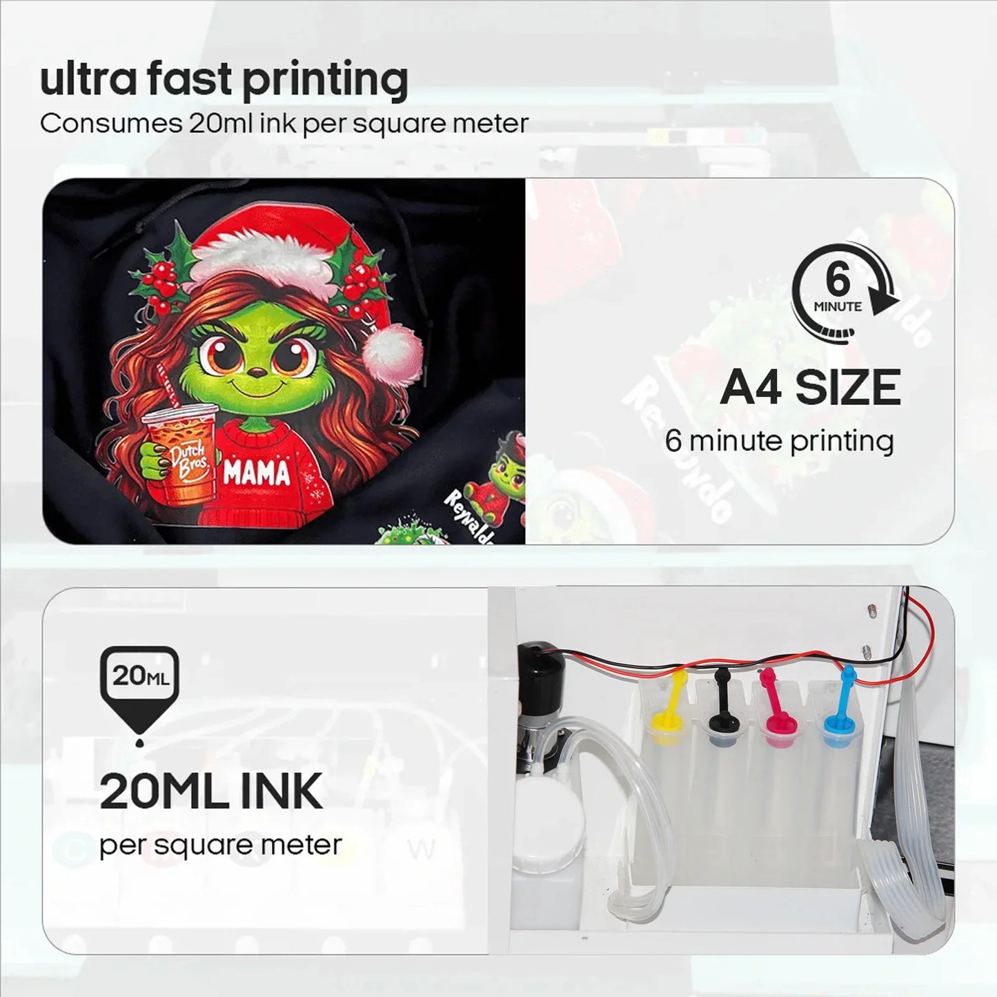 SIHAO R1390/L1800 A3 DTF Printer Oven All-in-One for T-Shirt Fabric Textile Clothing Printing DTF Transfer Film Printer Machine