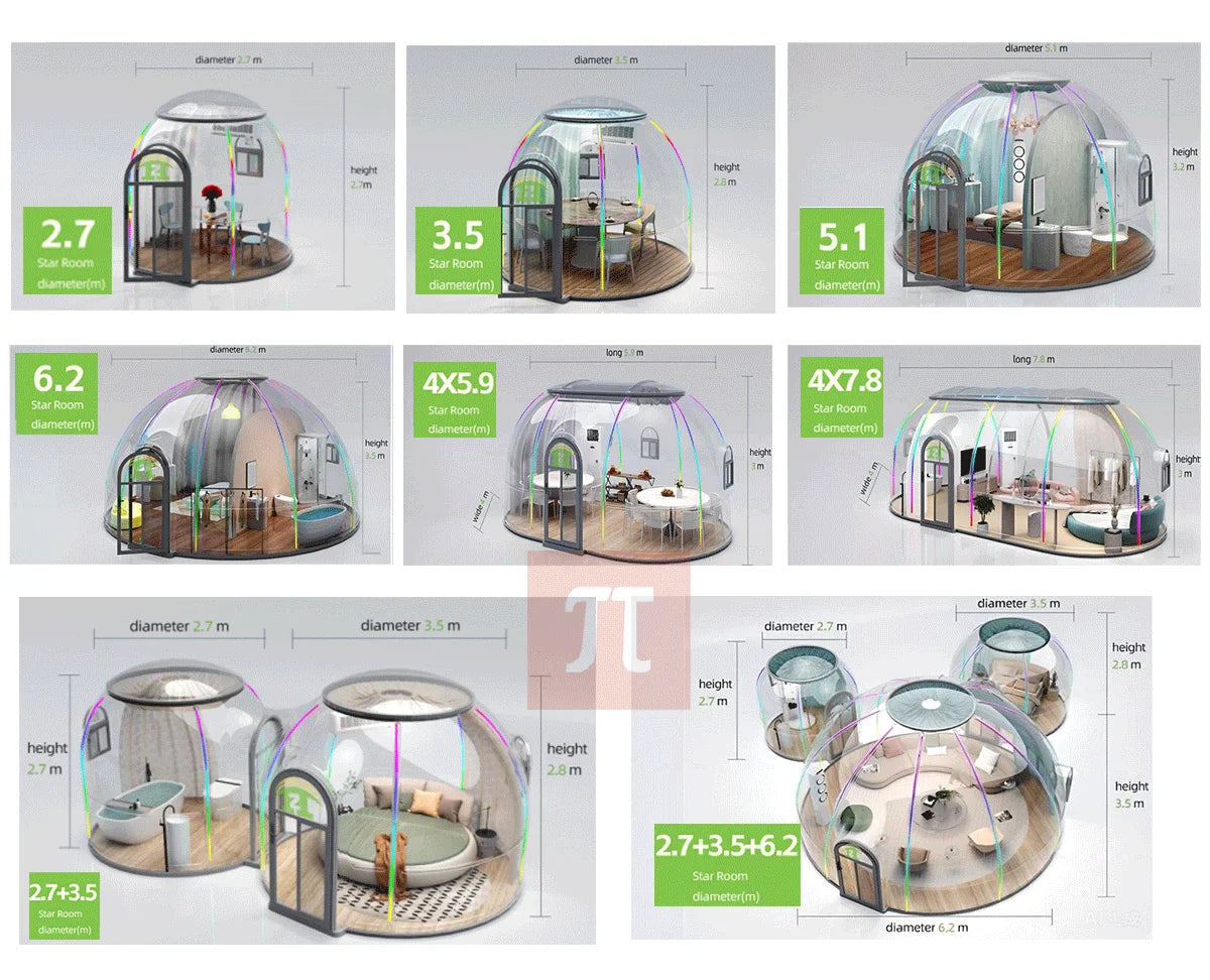 4m PC Dome Tent Outdoor Bubble Camping Transparent Starry Sky Tent Igloo Tent Waterproof Hotel Tent Versatile Applications