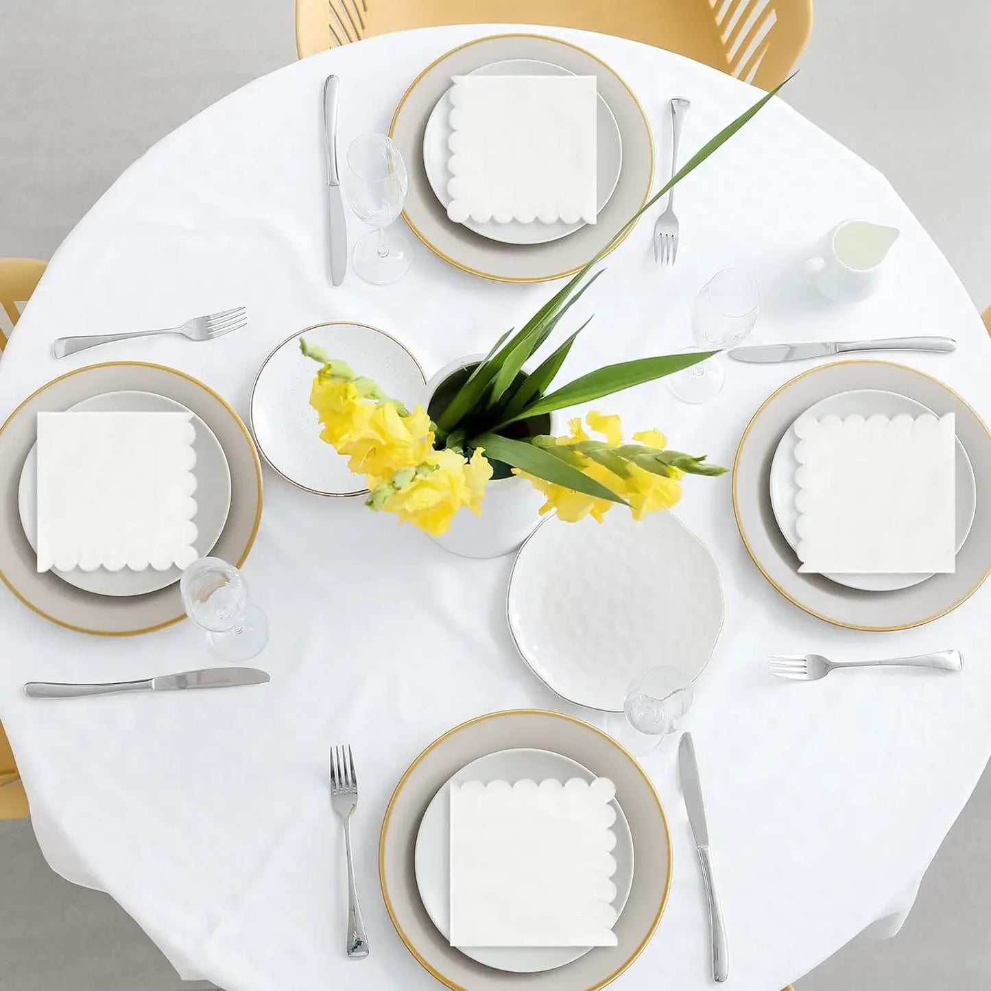 50-300PCS Paper Napkins Disposable Party Napkin Beverage Napkins Scalloped Cocktail Napkins for Wedding Dinner Birthday 5x5Inch