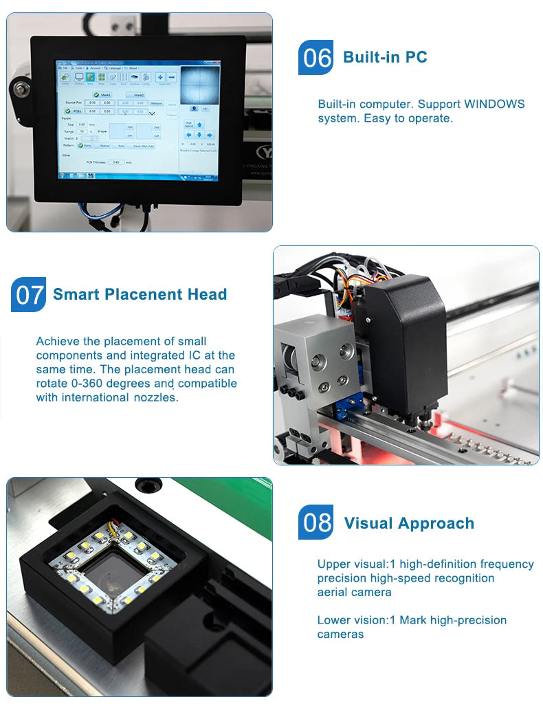 Stock in EU Full Automatic Desktop SMD Pick and Place Machine Flying Vision Precision Camera For SMT Led Production Line