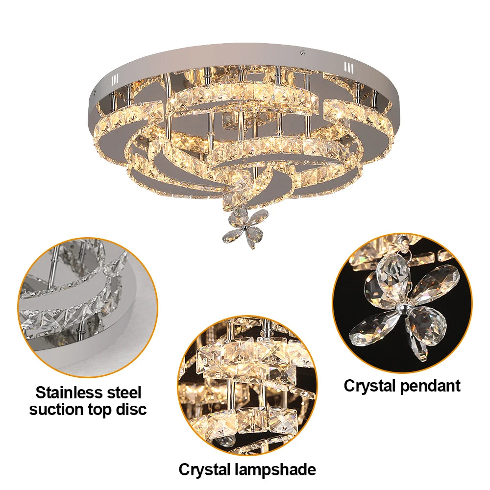 VETRULUS Luxury K9 Crystal Chandelier Modern Ceiling Lamp Led Living Dining Room Decor Pendant Light Dimmable Lustre Home