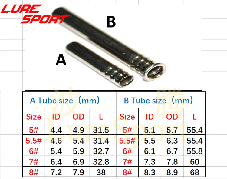 LureSport 5 sets Brass Ferrules Chrome Plated Rod connecting tube Fishing Rod Building Component Repair Pole DIY Accessory