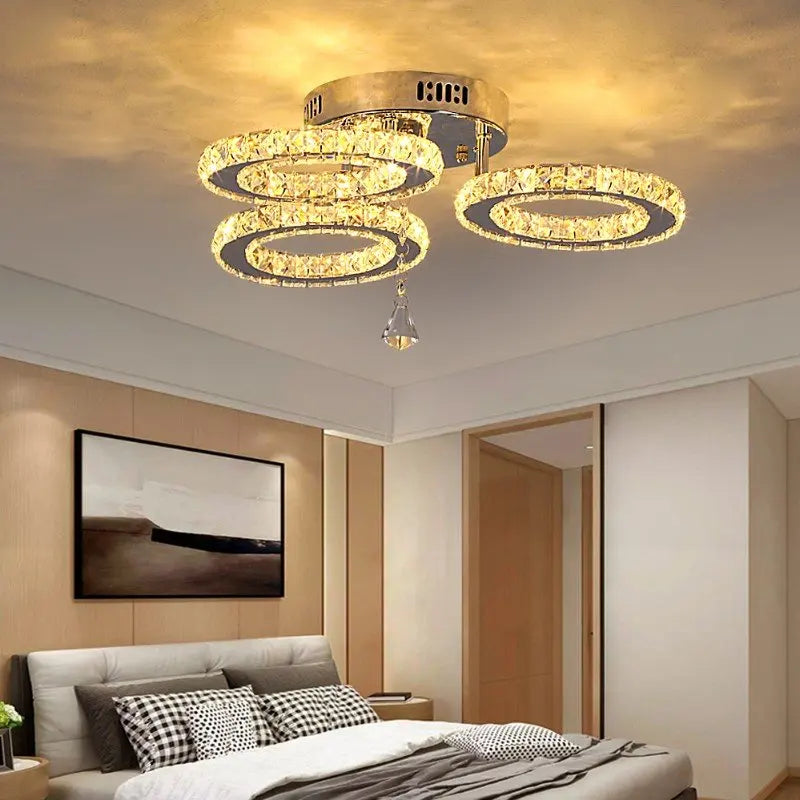 Modern Crystal Ceiling Chandelier Lamp for Living Room Pendant Light Home Art Decora Lustre Ceiling Luminaire For Dining Bedroom