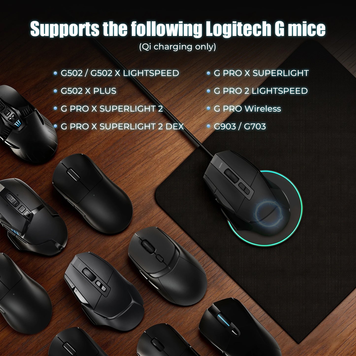 For Logitech Mouse Magnetic Wireless Charging QI Module Base for Logitech G Pro X Superlight 2 G PRO 2 LIGHTSPEED G502 X