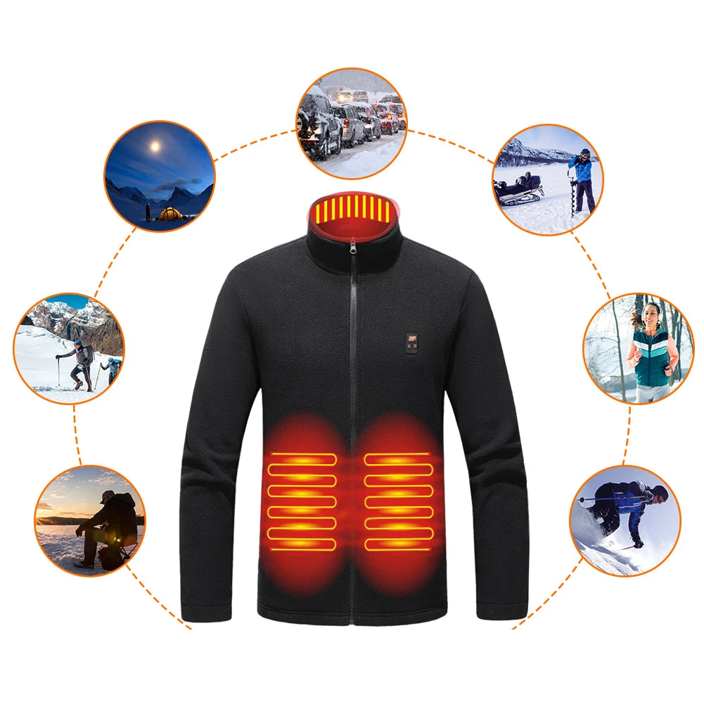 9 Heated Area Heating Jacket USB Charging Heated Insulated Jackets Warm Heated Sweater 3 Gear Temperature for Outdoor Activities