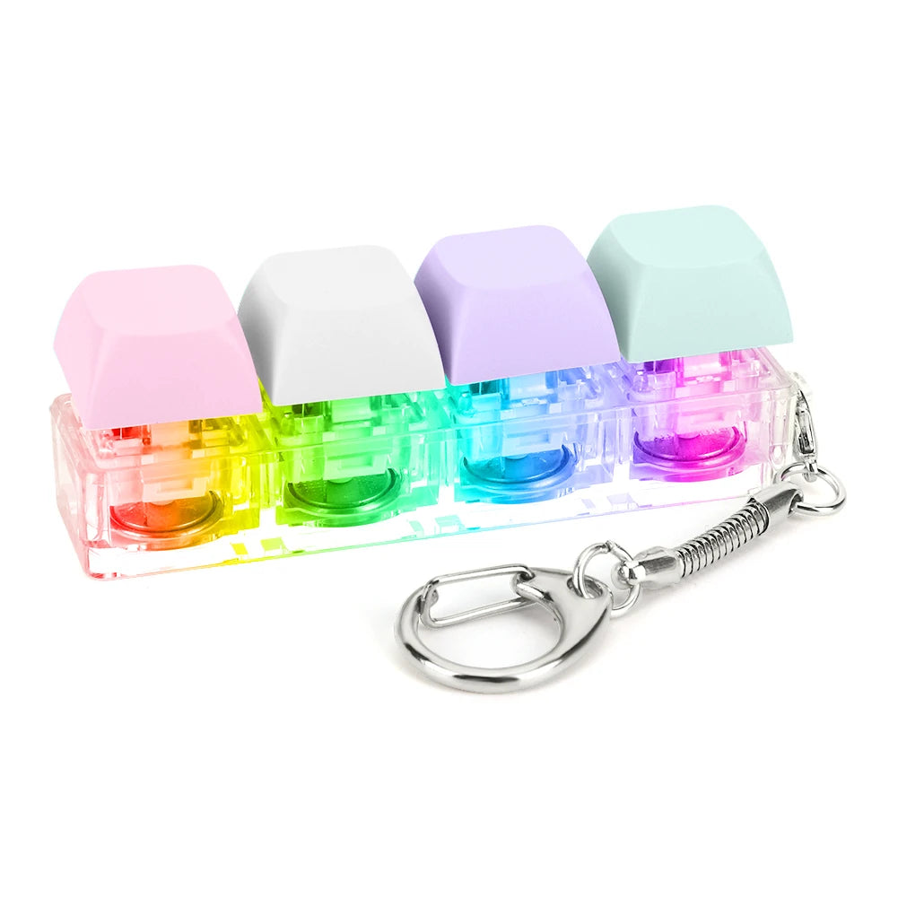 4 Keys Button Keycap Fidget Keychain Keyboard Key Toy Keyboard Clicker Toy Keyboard Cube Toy for Adult Gifts To Relief Pass Time