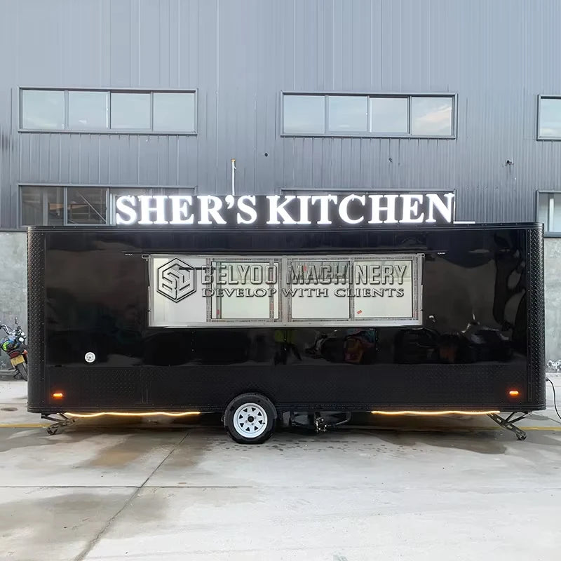 Belyoo Luxury Multifunction Concession Food Trailer Coffee Vending Truck Big Mobile Food Truck Food Trailer for Street Fast Food