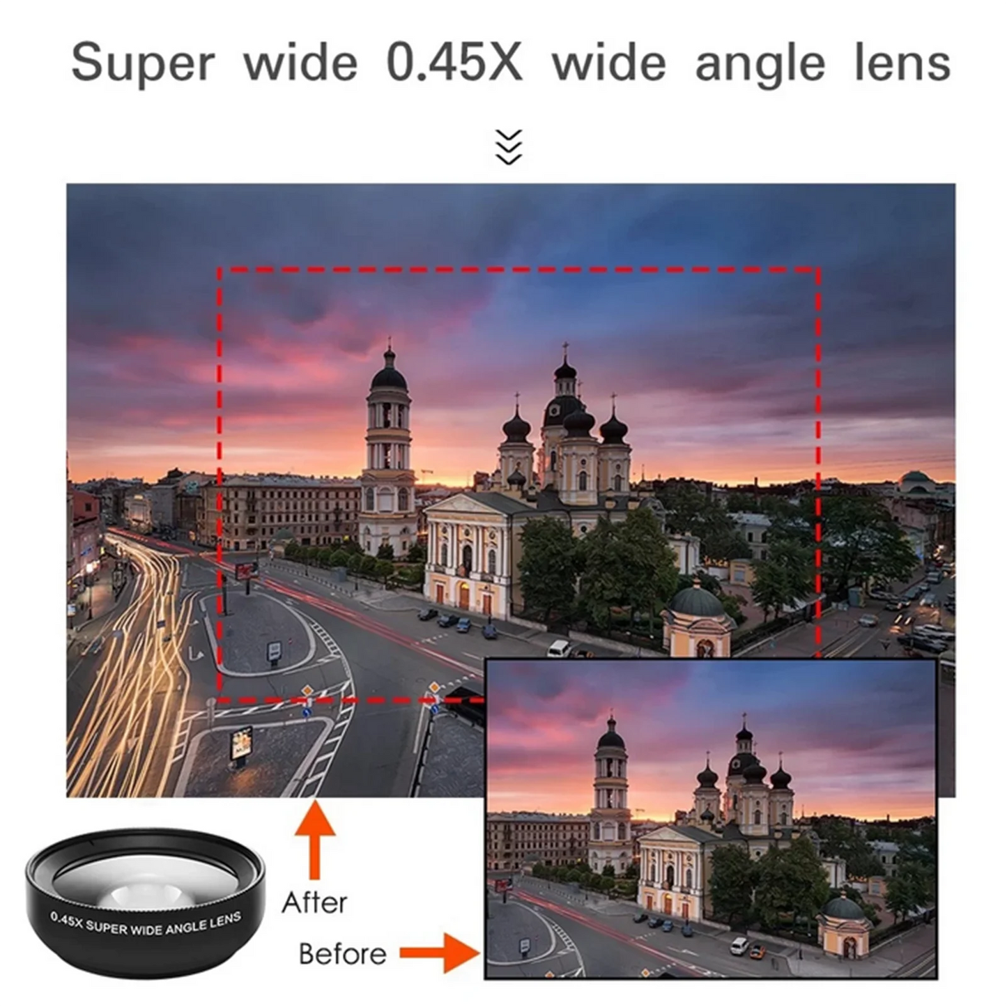 2-In-1 Mobile Phone Lens 0.45X Wide Angle Lens 10X Macro HD Camera Lens Universal for iPhone for Android Phone Len Clip