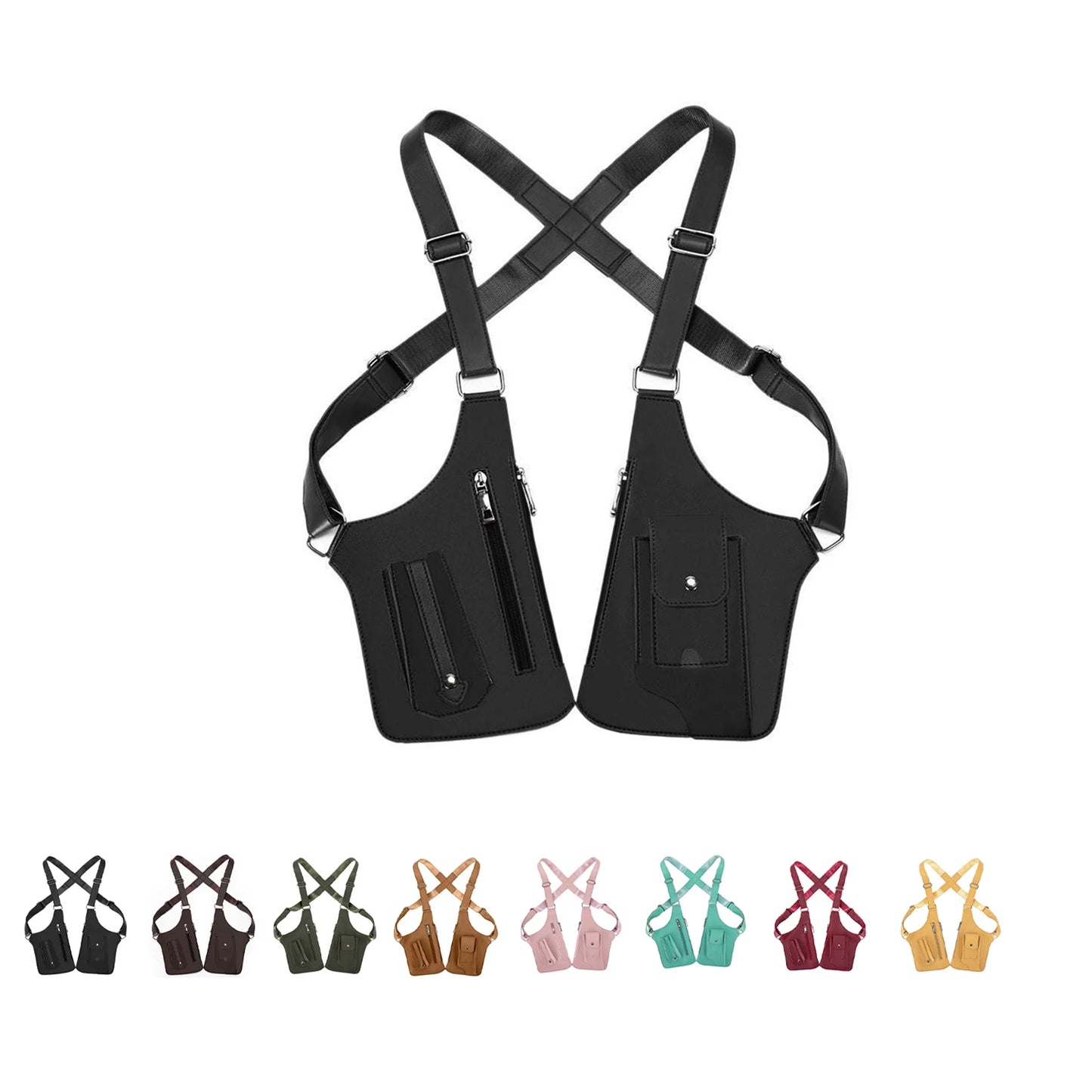 Double Shoulder Armpit Bag, Underarm Shoulder Bag, For Men Holster Bag Pu Leather Underarm Strap Wallet, Waterproof