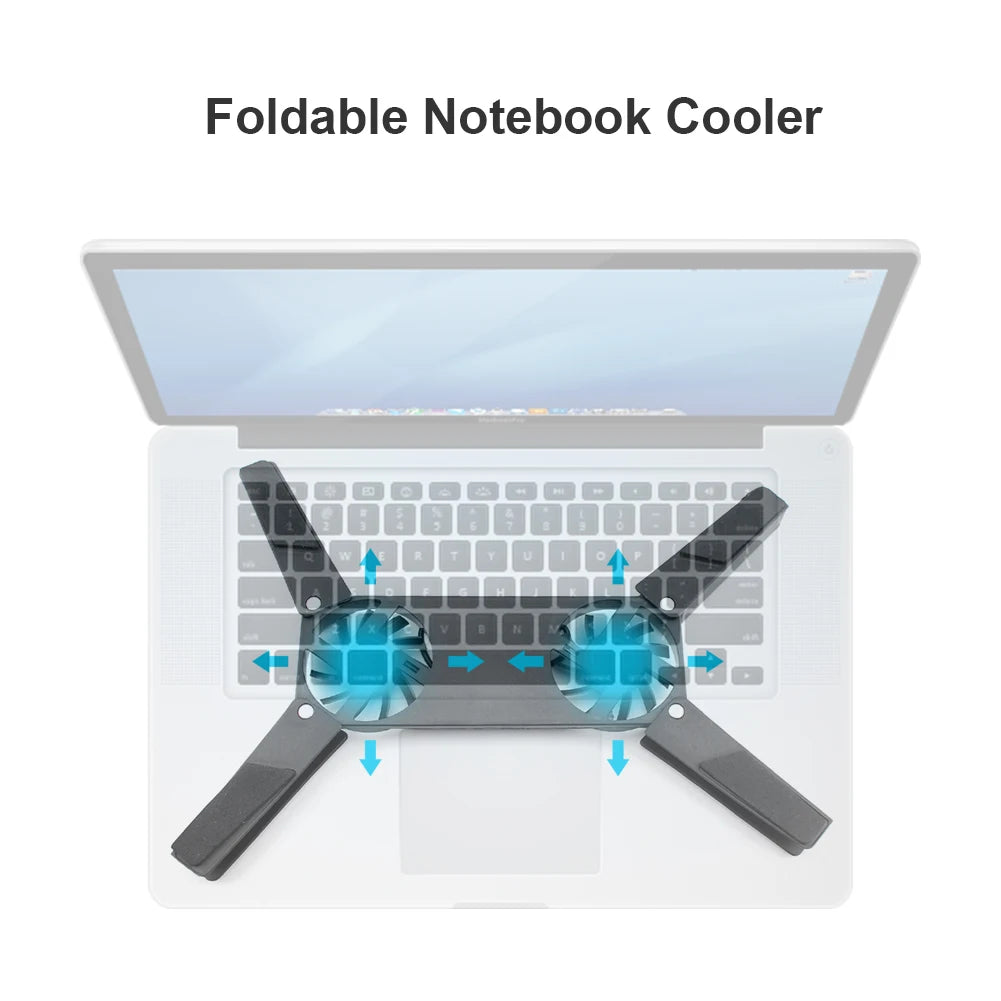 1-5PCS Air-cooling Laptop Cooler Bracket USB Powered Cooling Dock Laptop Cooling Pad 2 Fan for Notepad Universal PC Computer