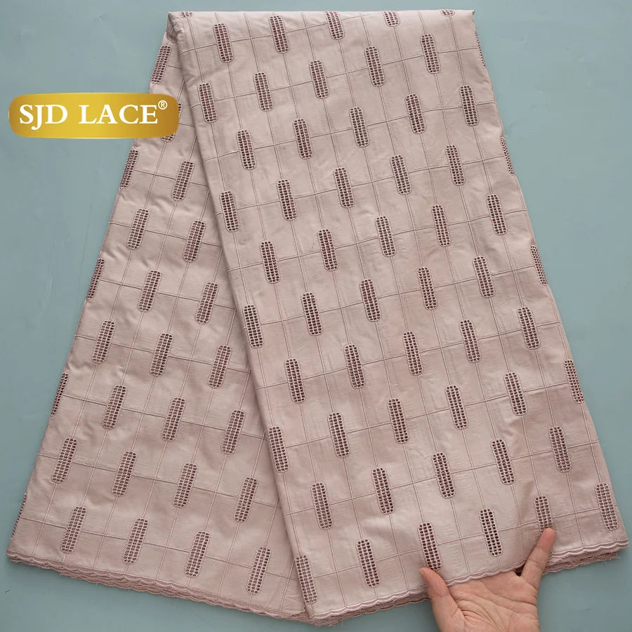 SJD LACE Swiss Voile Lace Fabrics Dubai African Cotton 5 Yards 2026 Latest African Nigerian Cotton Lace for Dresses Sew 4662