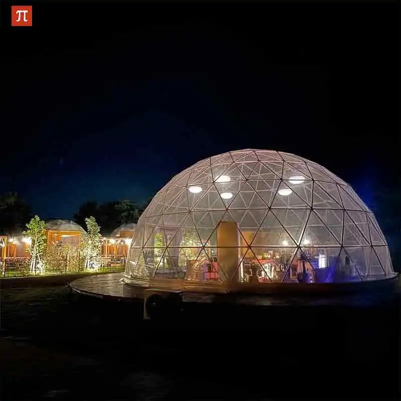 Source Factory Transparent Geodesic Luxury Dome Hotel Tents Resort  Glamping Dome Half Domos Pvc Geodesic Dome for Camping Tents