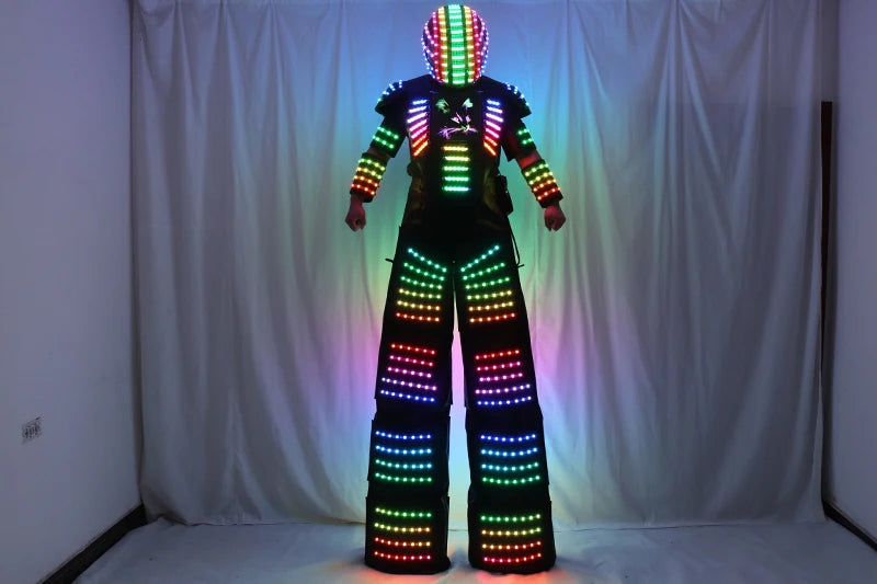 Full Color Remote Control LED Robot Costume Clothes Stilts Walker Suit Excited Digital Screen DIY Text Image LOGO