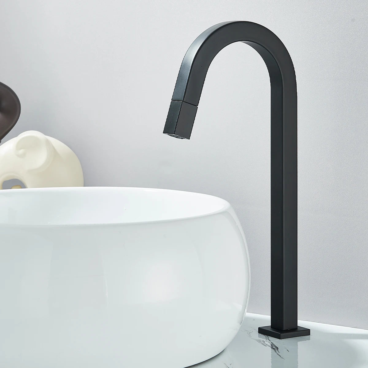 FMHJFISD Basin Sink Faucet Black/Chrome Deck Mount Single Cold Water Mixer Tap Single Hole Rotary Switch Bathroom Crane