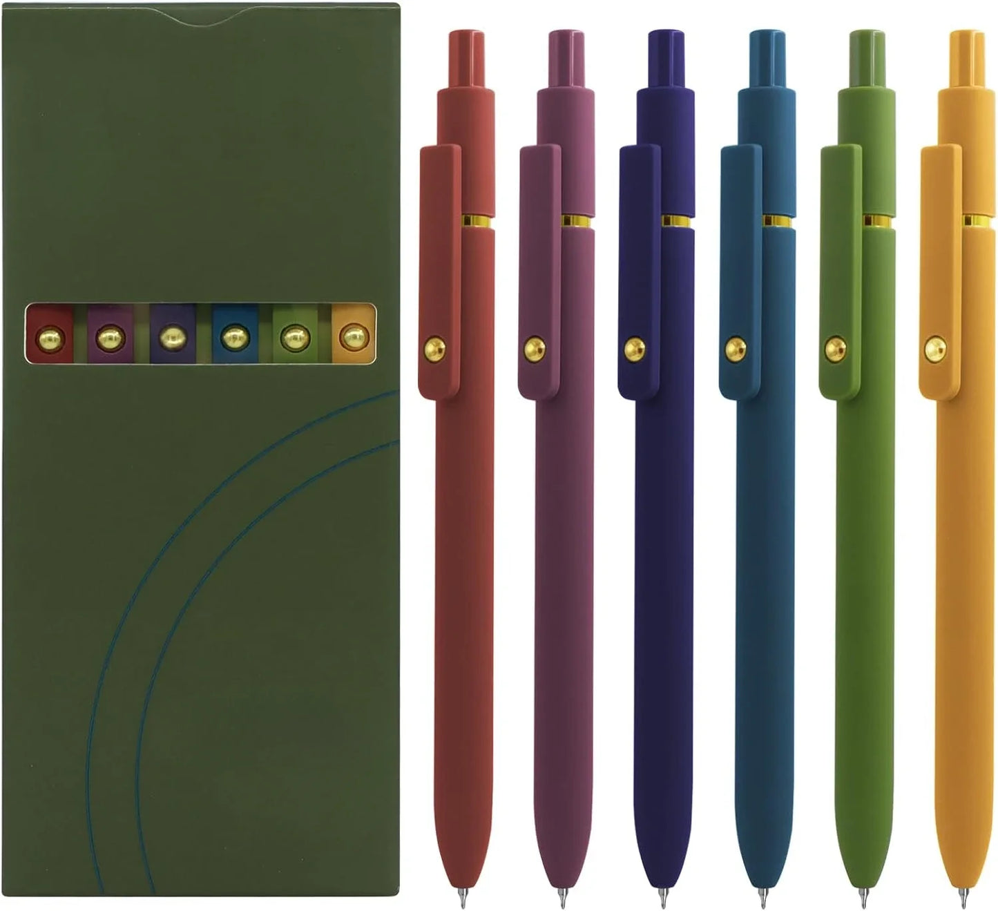 Gel pen, 5 0.5mm black ink pens, silicone grip, high-end series metal clip retractable pen (vintage)