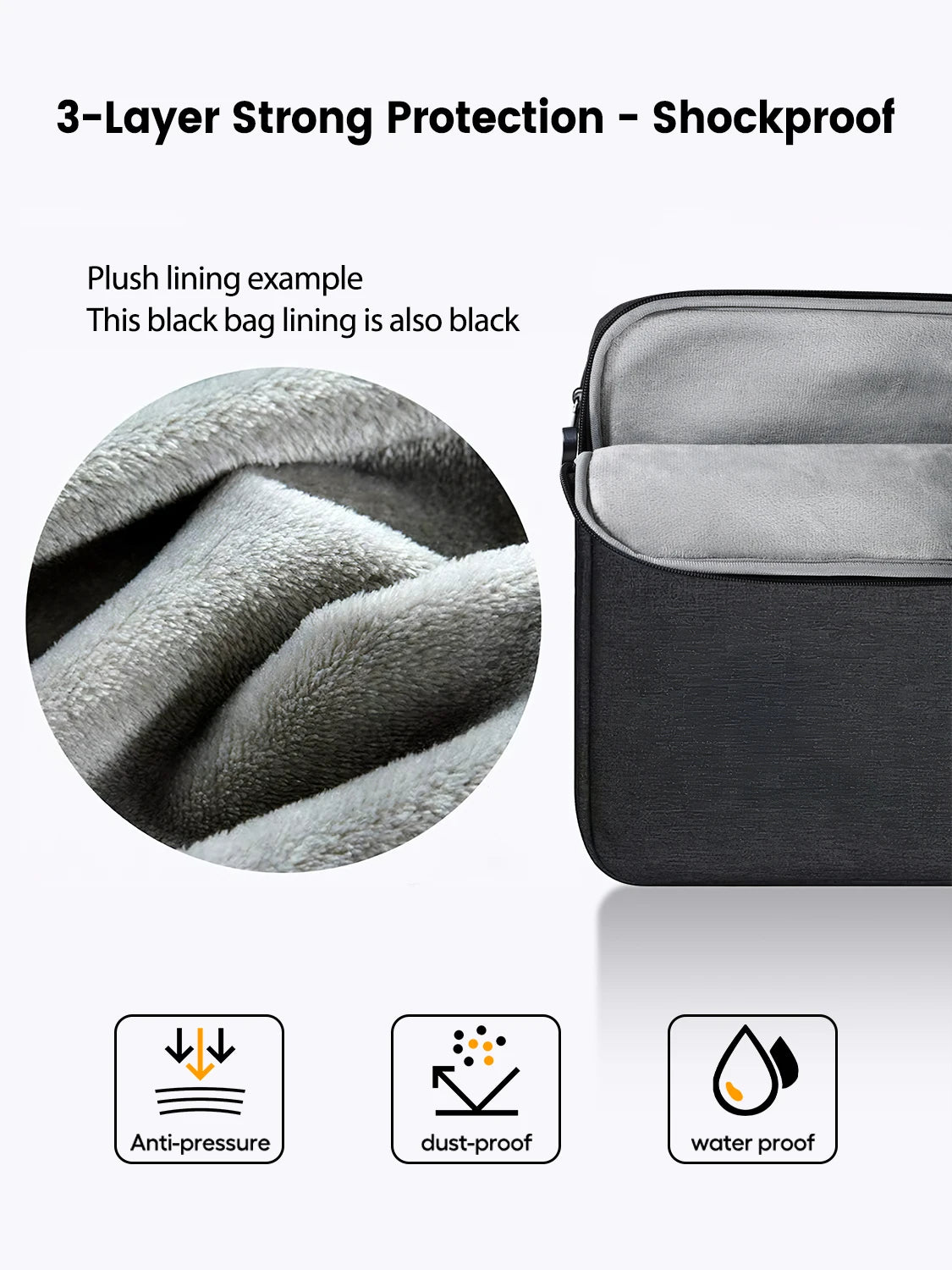 Waterproof Laptop Sleeve 24 inch for UPERFECT Portable Monitor UMAX 24 23 22 Touchscreen Computer Cover Bag with Large Side Pock