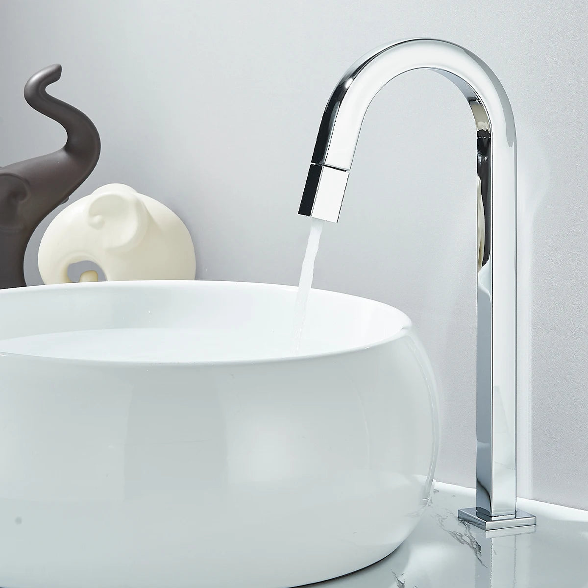 FMHJFISD Basin Sink Faucet Black/Chrome Deck Mount Single Cold Water Mixer Tap Single Hole Rotary Switch Bathroom Crane