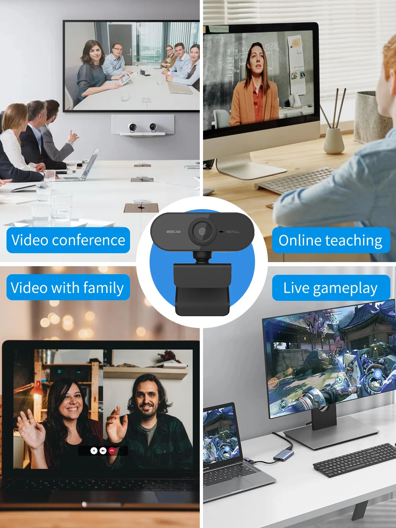 Computer camera 1080P network high-definition USB live streaming camera Driver-free online classes and meetings live streaming W
