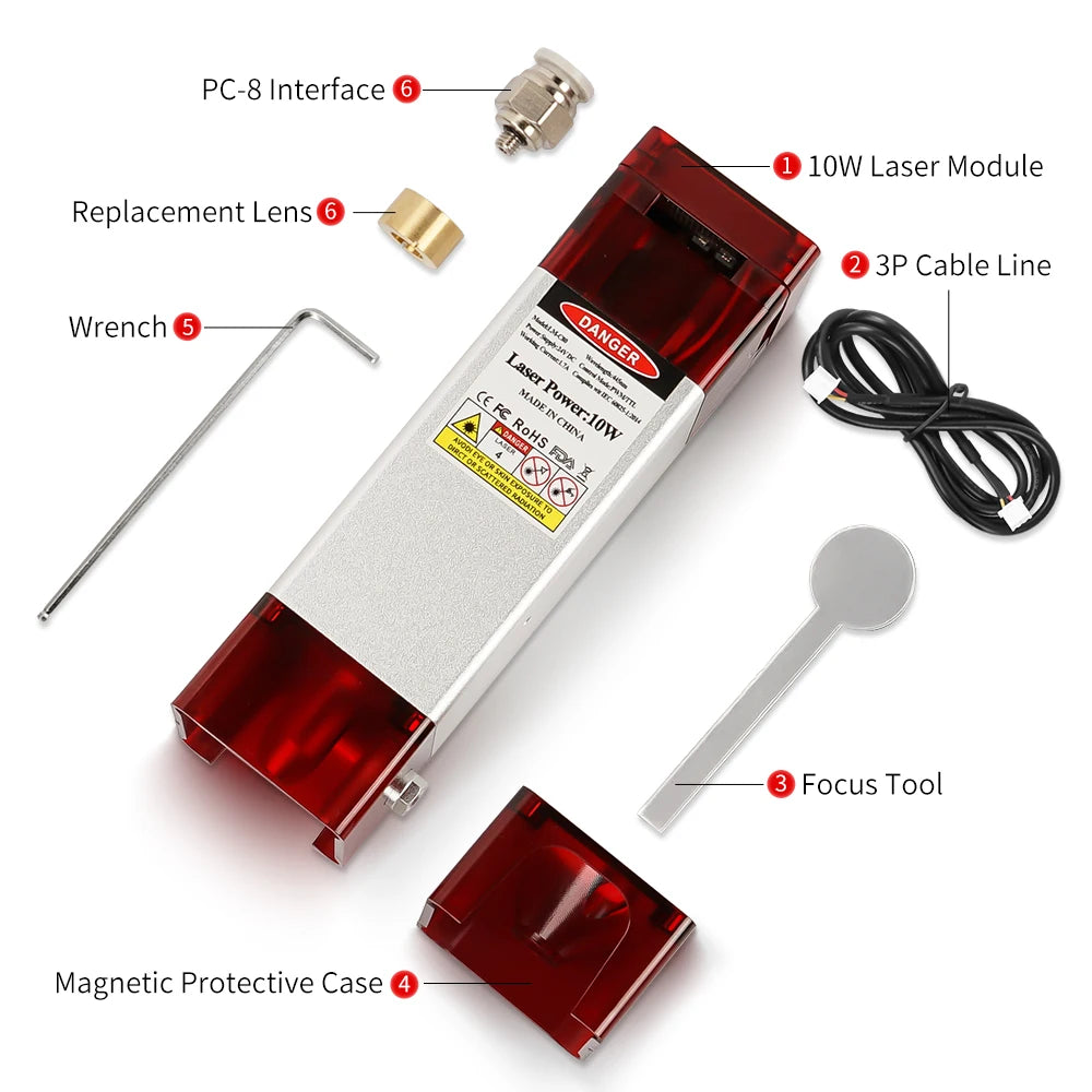 80W Laser Module with Air Assist 10W Laser Engraving Head 450nm Blue Laser Head TTL Module for CNC Laser Cutting Machine Tools