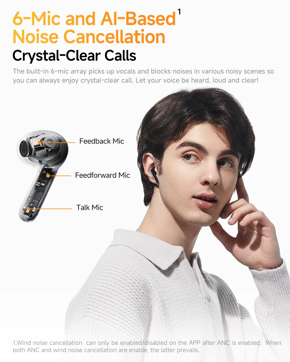 QCY HT10 AilyBuds Pro+ ANC Wireless Earphone Al Audio Hi-res with LDAC Bluetooth 5.3 Earbuds Adaptive ANC Multipoint Connection