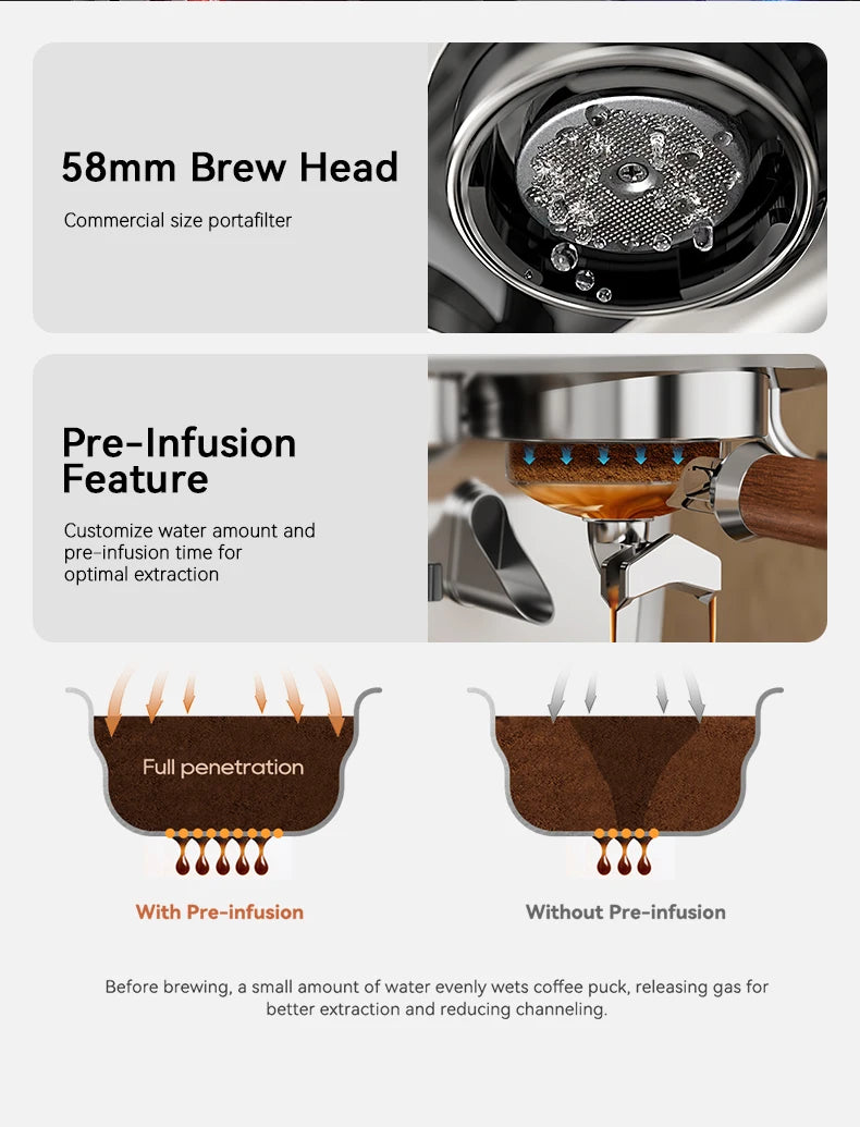 HiBREW Upgraded Dual Boiler Barista Pro Espresso Machine Built-in Grinder With 30 Size Settings for Cafe Hotel Restaurant H7B