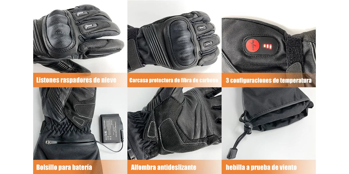 Motorcycle Heated Gloves Battery Powered Moto Guantes Winter Waterproof Riding Gloves Outdoor Keep Warm Guantes Para Moto