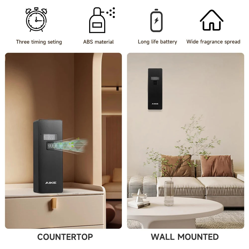 AIKE Fragrance Diffuser Automatic Air Freshener Dispenser with Screen,Wall-Mounted/Standing Diffuser for Household/Commercial