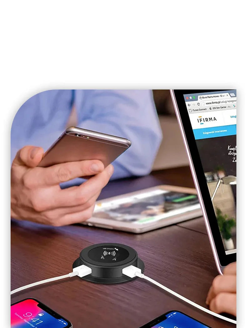 Universal Fast Wireless Charger Desktop Embedded Supports PD30W And USB Wired Charging 5V 3A Furniture Opening Desk Hole HUB