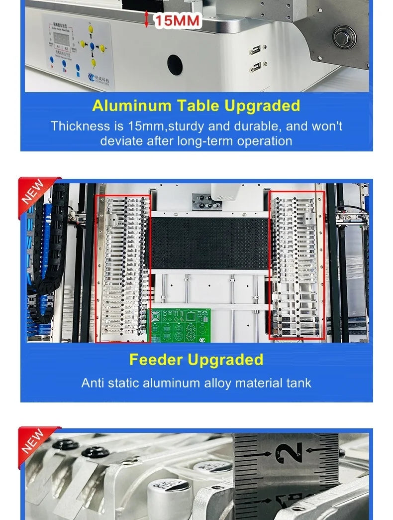 Q2S Dual 6 Heads 54 Bits Full Vision Desktop Automatic SMT Pick and Place Machine Chip Mounter