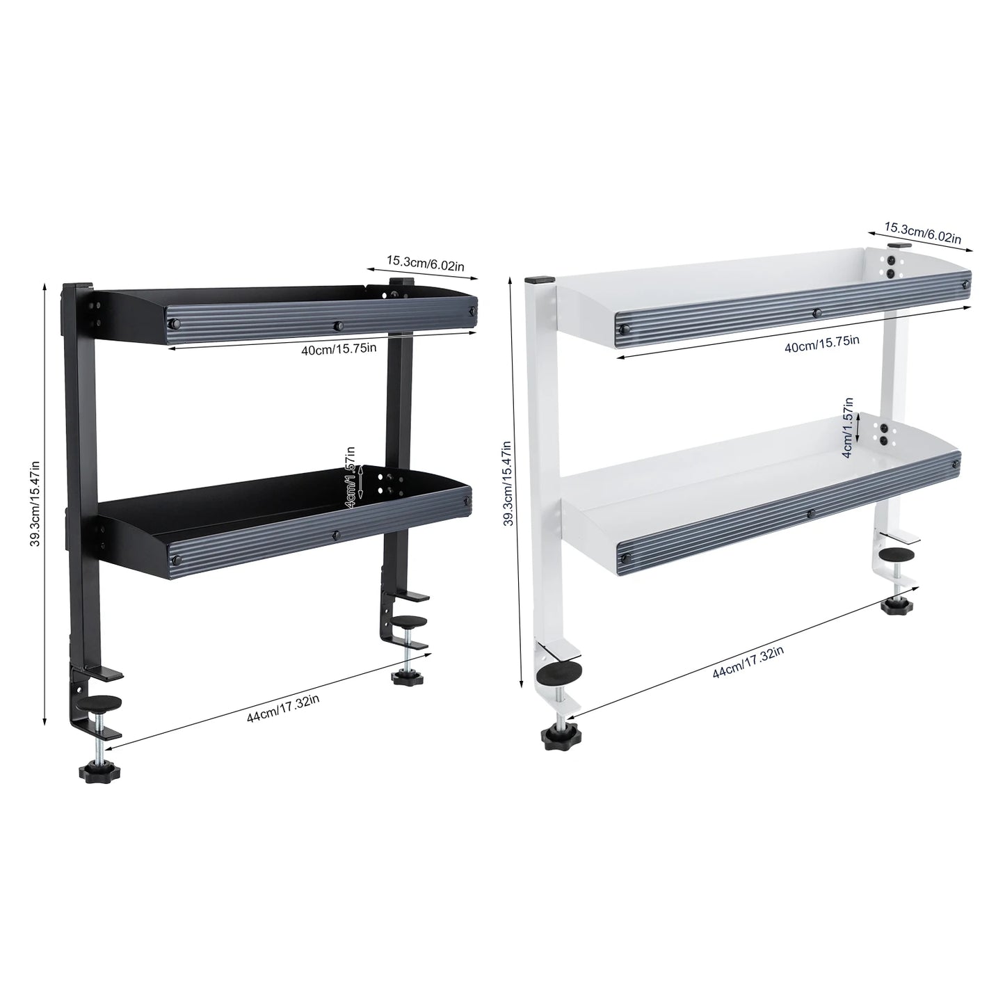Adjustable 2-Tier Desk Shelf Clamp-On Storage Tray for Displaying Photos Decorations Clip-On Desk Organizer Shelf