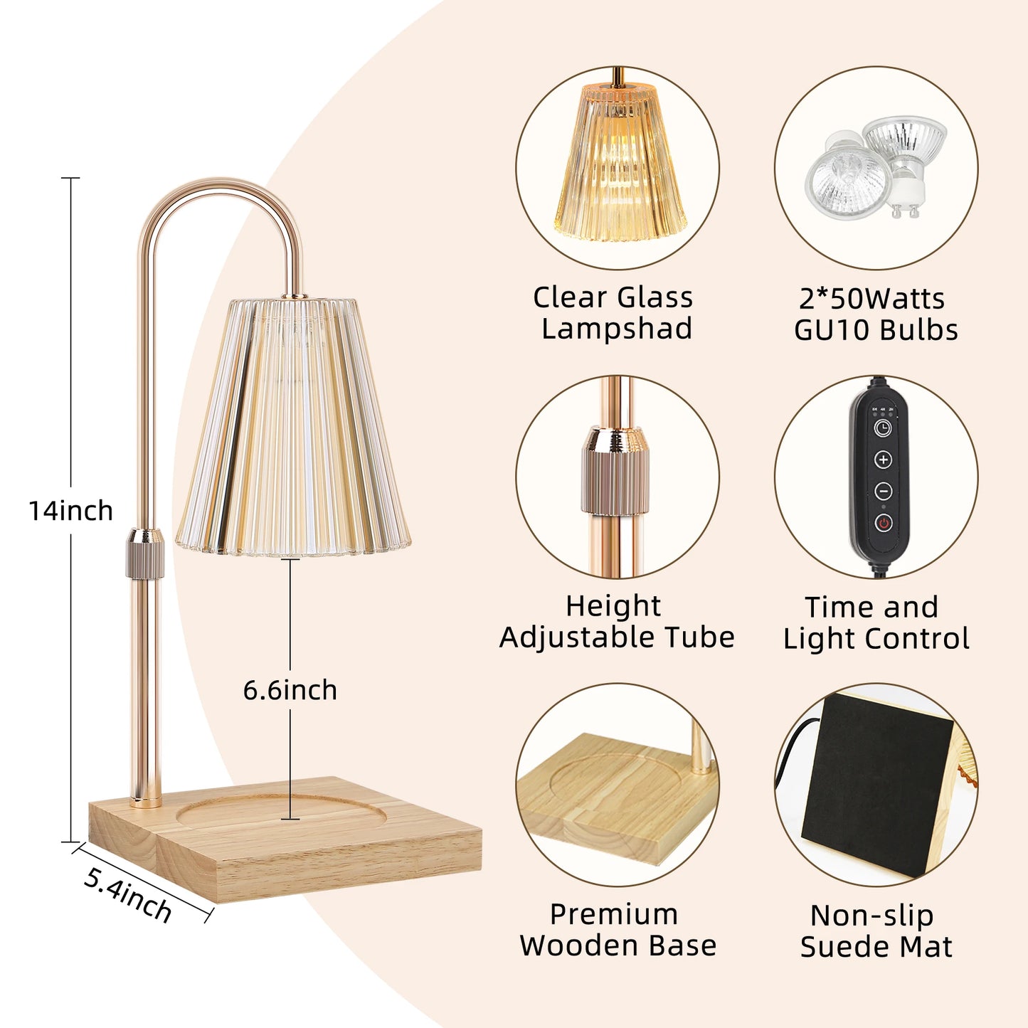 Candle Heating Lamp With Adjustable Height Electric Candle Heating Light with Timer Suitable For Scented Large Cans Of Candles