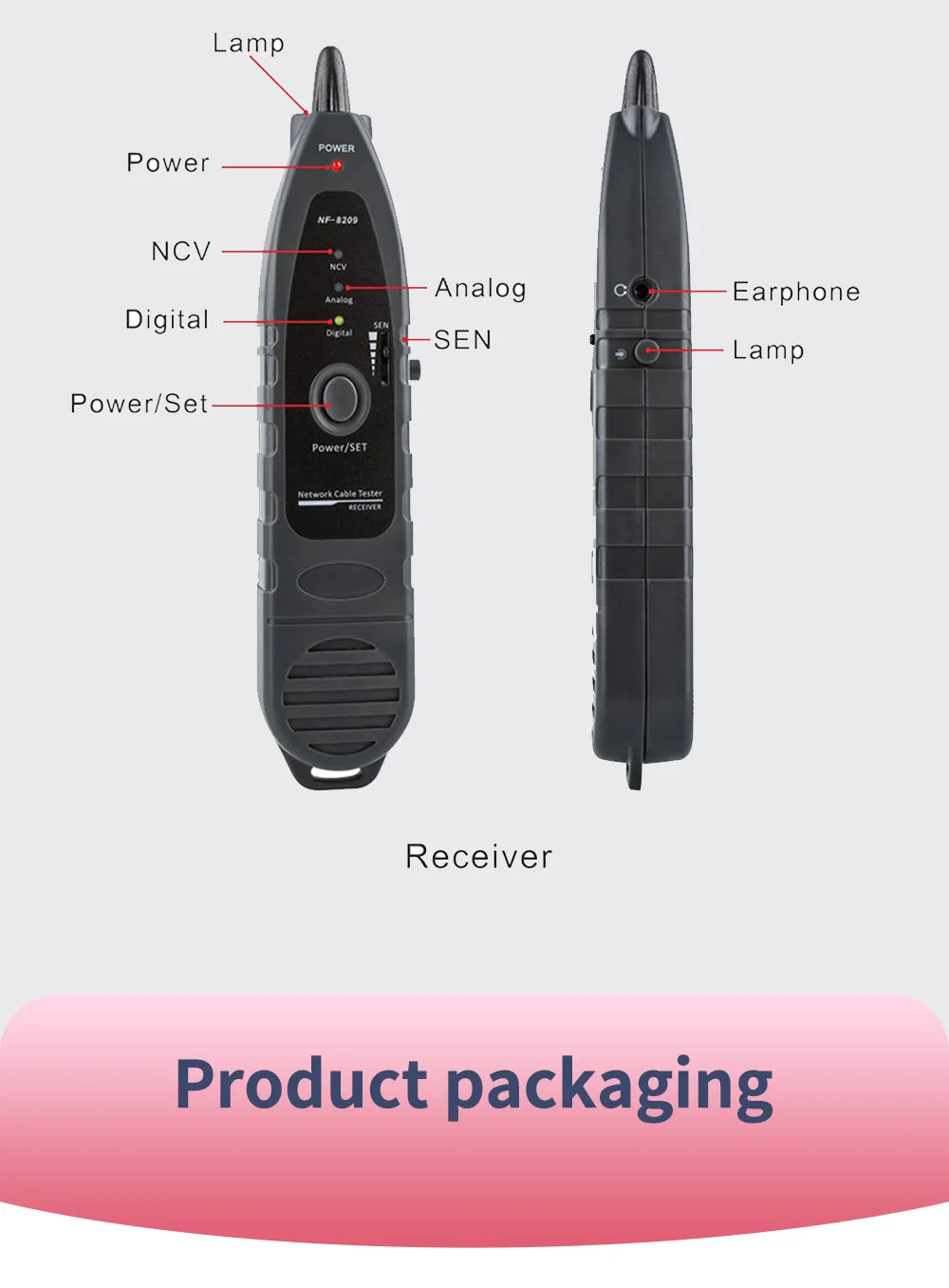 NOYAFA LCD Display Measure Length Tracker NF-8209 Cable POE Wire Checker Test Network Tool Scan Cable Wiremap Tester