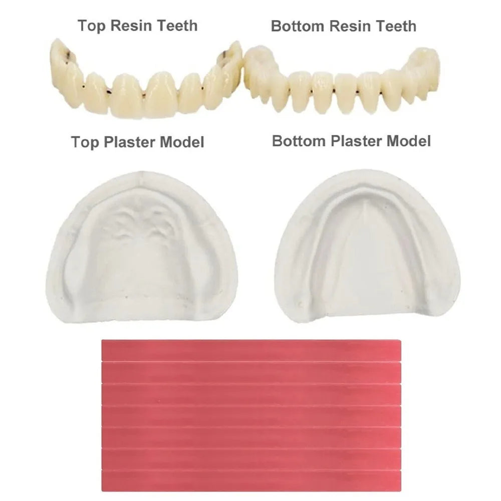 Easy - Use 1 Set Dentures DIY Kit with Braces Wax Strips - Reusable Full/Partial Temporary Fake Teeth for Top and Bottom