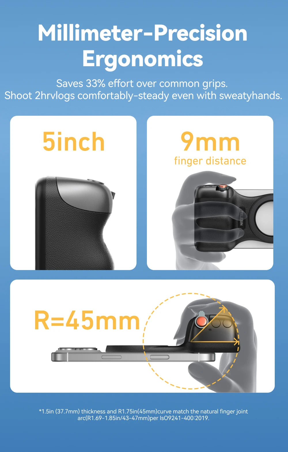 TELESIN Magnetic Phone Camera Shoot Hand Grip Universal Smart Phone Holder Shooting Aid Remote Control Handle for Iphone Andriod