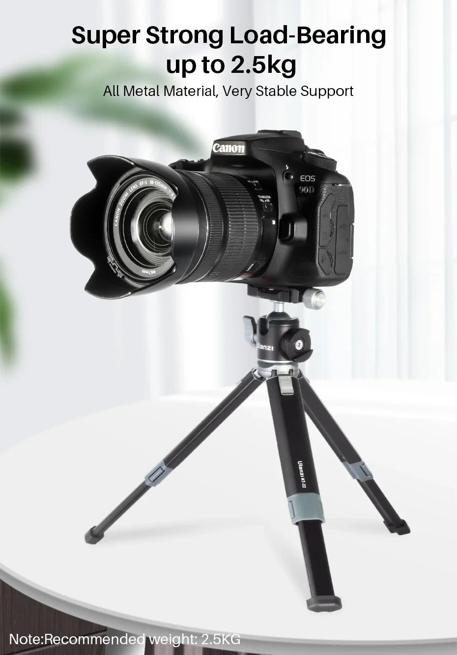 Ulanzi MT-24 Vlog Lite Metal Tripod With Ballhead Extendable 1/4'' Tripod Monopod Cold Shoe Arca Quick Swiss 2.5KG Max Load