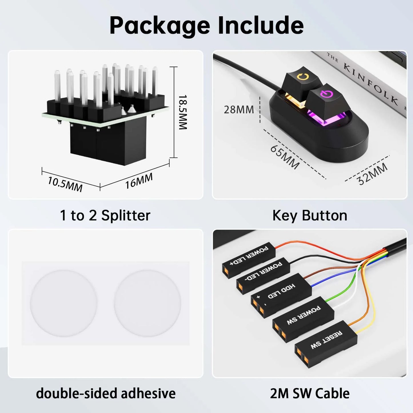 2M RGB LED Lights Computer Desktop Switch PC Motherboard External Start Power On/Off And Reset Button Extension Cable Key Switch