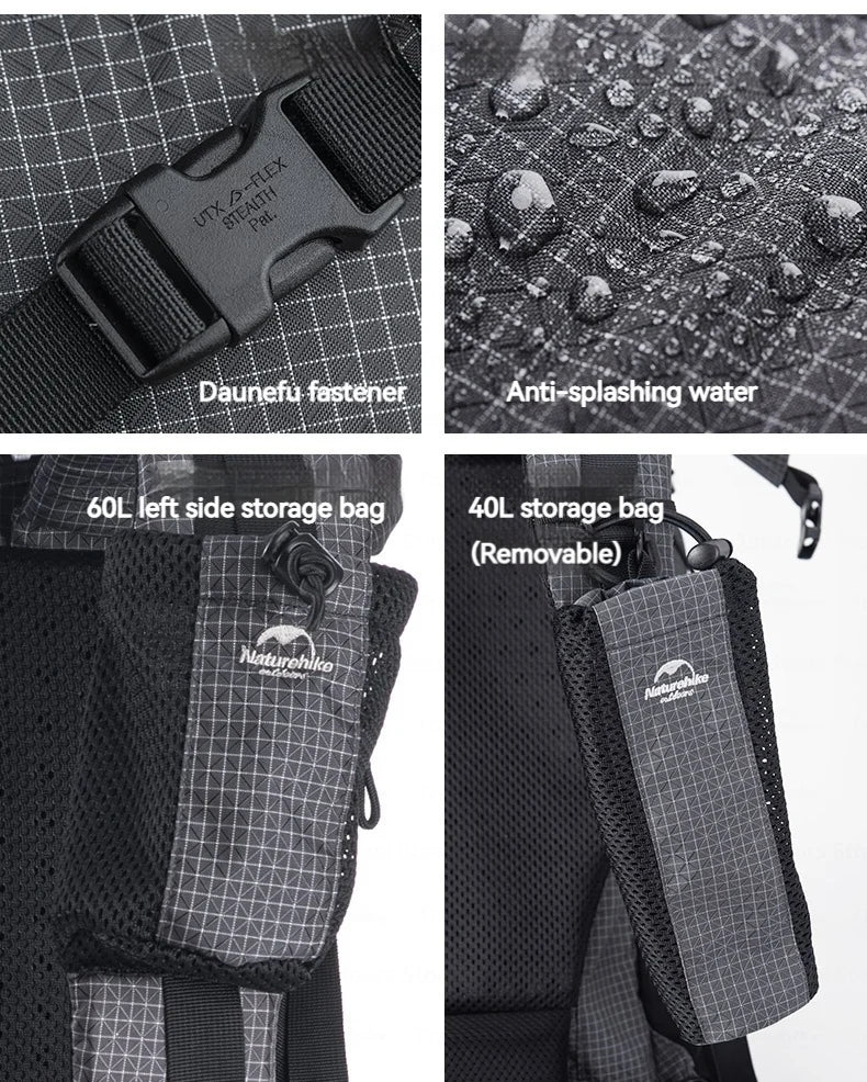 Naturehike Rock Series Camping Backpack 60 + 5L Large Capacity Travel Outdoor Bags 40 + 5L Ultralight Waterproof Hiking Backpack