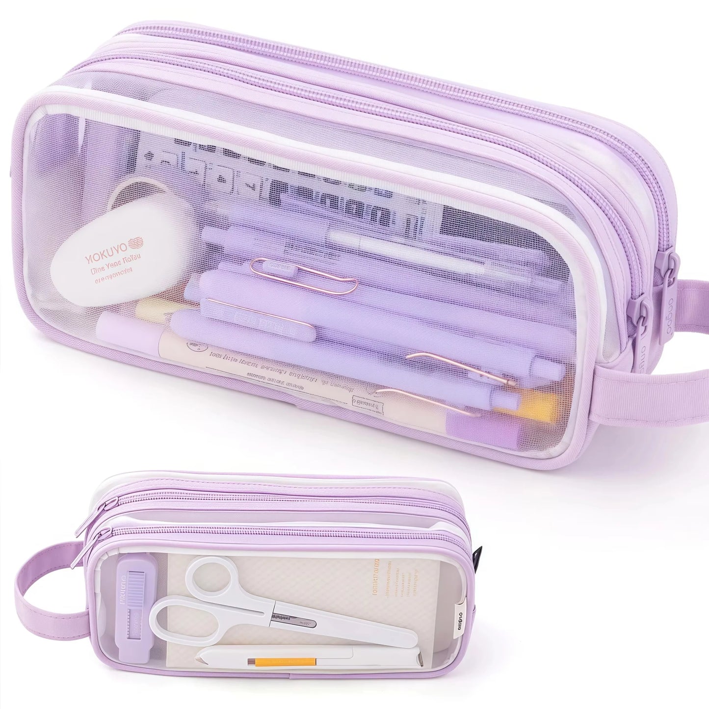 Transparent Mesh Pen Bag for Carrying Student Exam Supplies,Large Capacity Storage for Stationery,Simple Design Pen Case