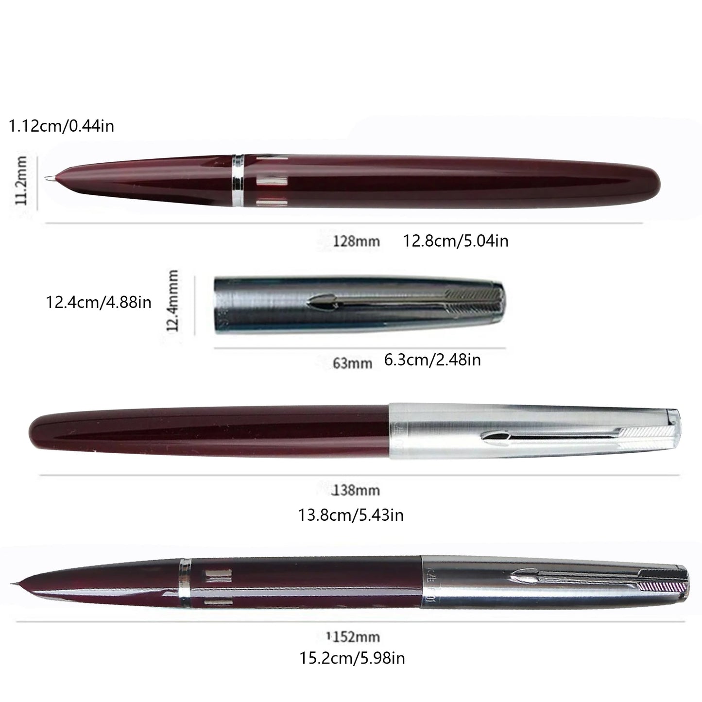 1Pc 138mm Wing Sung 601 Steel Cap Vacumatic Fountain Pen F Nib 0.5mm Ink Pen With Box