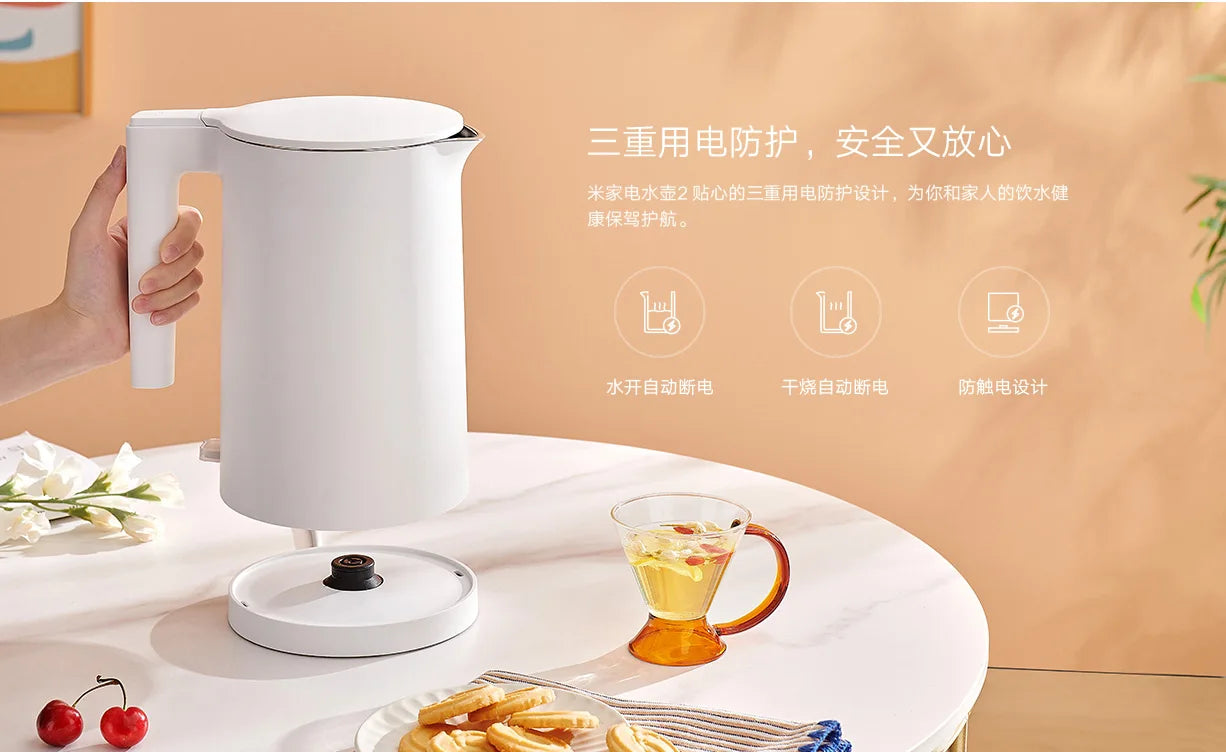 Xiaomi Mijia Electric Kettle 2 Household 1800W 220V 1.7L Capacity Stainless Steel Liner Tea Pot Anti-dry Power Outage Protection