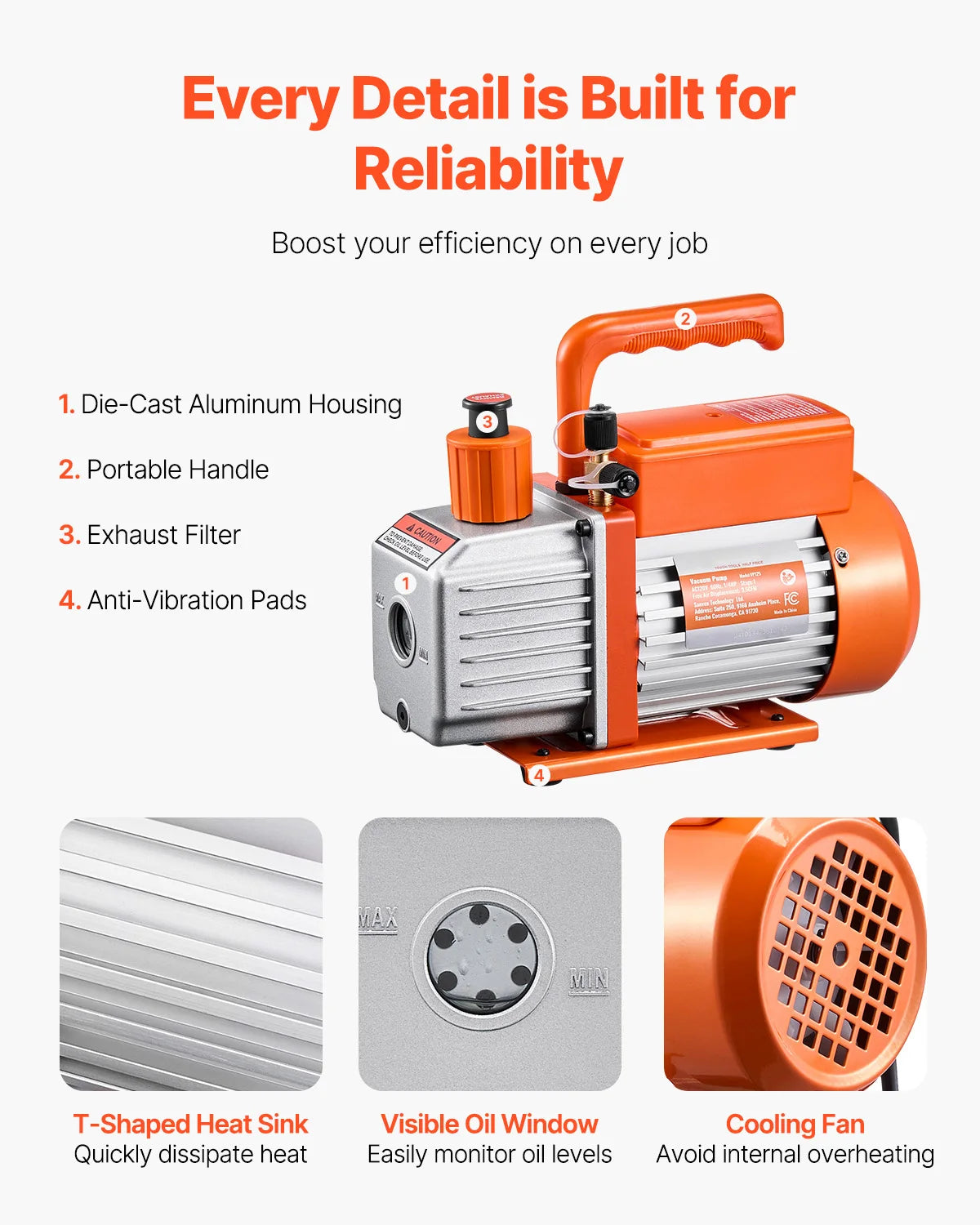 SucceBuy Vacuum Pump & Oil Bottle 3.5CFM/4CFM/5CFM 1-Stage or 6CFM 9CFM 2-Stage, R134a R22 R410a Systems Conditioner Maintenance
