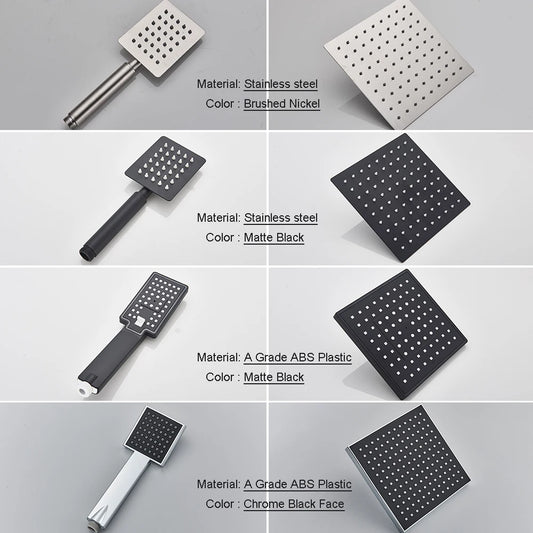 POIQIHY Black Bathroom Shower Faucet Set Wall Mount Black 8''Rainfall Shower Head With Handheld Sprayer Bathtub Shower Mixer