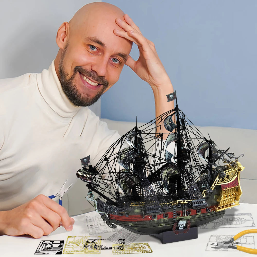 Piececool Model Building Kits The Queen Anne's Revenge 3D Metal Puzzle DIY Toys Jigsaw Home Decoration Gifts for Teens