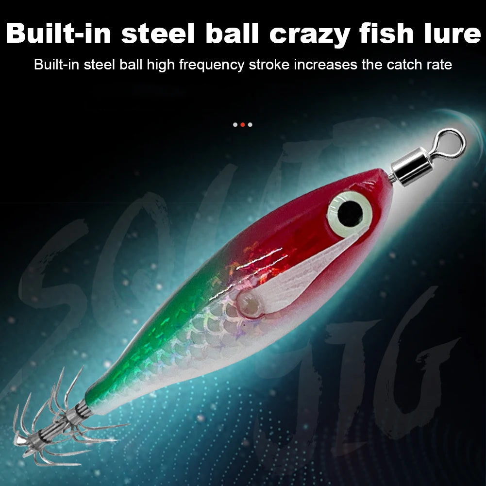 Luminous Squid Hook Squid Fishing Lure with 3D Eyes Cuttlefish Attracting Lure Glow In The Dark Squid Bait for Night Fishing