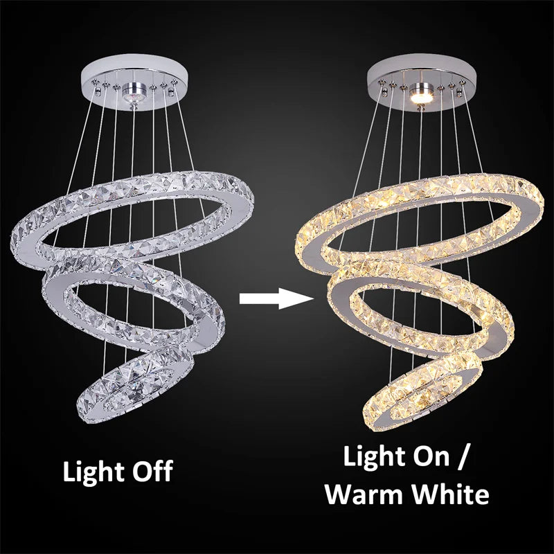 Modern Crystal Chandeliers Ring-Shaped Pendant Lights Living Room And Kitchen Decoration Led Ceiling Lamps Hanging Luminaire